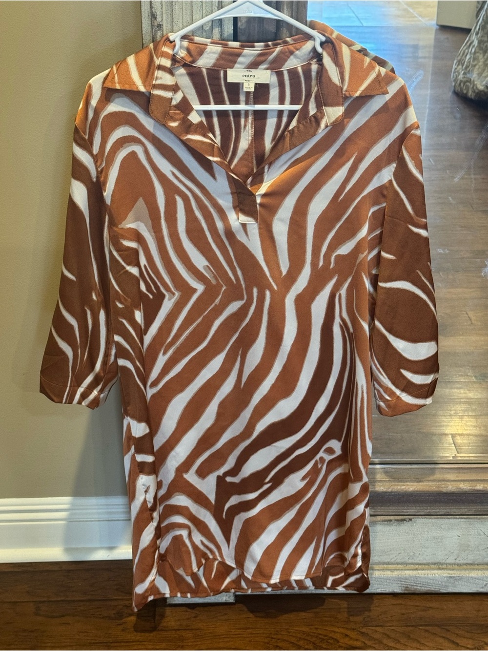 entro Rust and White Zebra-Print Tunic